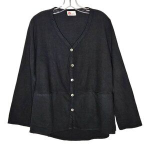 Linnea Cardigan Womens Small Gray Waffle Knit Mixed Media Lagenlook Boho Flowy